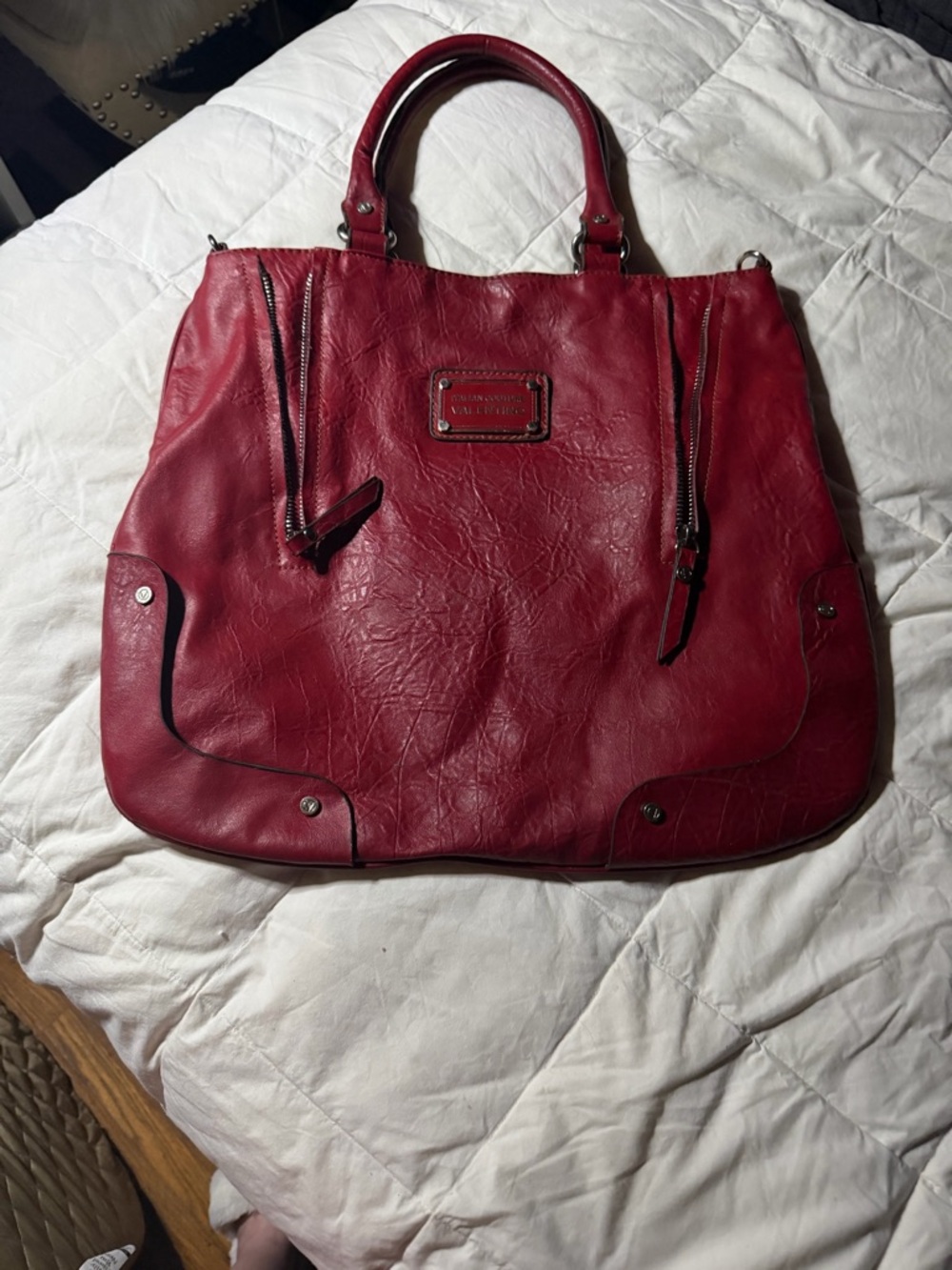 Valentino Red Leather Top-Handle Tote